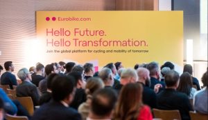 Eurobike 2025 Hello Future banner with seated audience Eurobike 2025: Change is essential