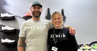 Hannah Wilson and colleague at a cycling event with fizik product