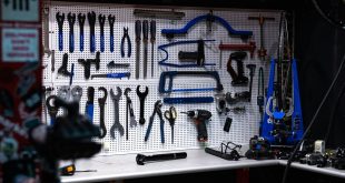 Bike Workshop filled with bike tools on a backboard