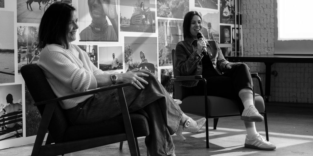 Rachael Burnside, Shift Active media hosting an Uplift event, talking on stage